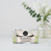 シルバーグリッタードリップフレームQrコードロゴの点滅 名刺 (スタンド正面)