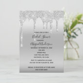 シルバーグリッタードリップブライダルシャワーグラムトレンディー 招待状 (スタンド正面)