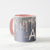 シルバーグリッタードリップモノグラムピンク名台本 マグカップ (正面左)