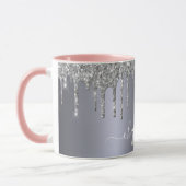 シルバーグリッタードリップモノグラム名文字 マグカップ (左)