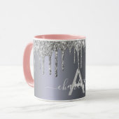 シルバーグリッタードリップモノグラム名文字 マグカップ (正面左)