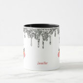 シルバーグリッタードリップ雪だるま顔ホリデーマグ マグカップ (中央)