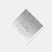 シルバーグリッタードリップ90thバースデーパーティー スタンダードカクテルナプキン (角)