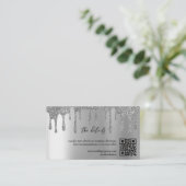 シルバーグリッタードリップQRコード結婚の詳細 エンクロージャーカード (スタンド正面)