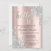 シルバーグリッタードリプスバラ金ゴールド30th誕生日 招待状 (正面)