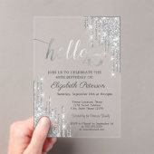 シルバーグリッタードリプスバラ金ゴールド40th誕生日 アクリル招待状 (インサイチュ (ポータブル))