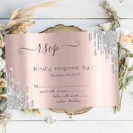 シルバーグリッタードリプスバルミツワーRSVP 招待状