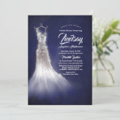 シルバーグリッタードレエレガントスブルーブライダルシャワー 招待状 (スタンド正面)