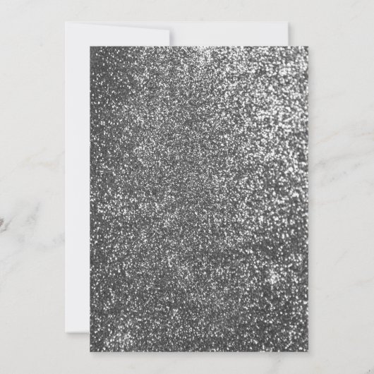 シルバーグリッタードレエレガントスホワイトブライダルシャワー 招待状 (裏面)