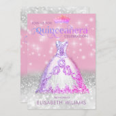 シルバーグリッタードレグラデーションスティアラQuinceaenera Inv 招待状 (正面/裏面)