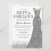 シルバーグリッタードレスシックス&ファブラス60thパーティー 招待状 (正面)