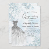 シルバーグリッタードレススノーフレーク 招待状 (正面/裏面)