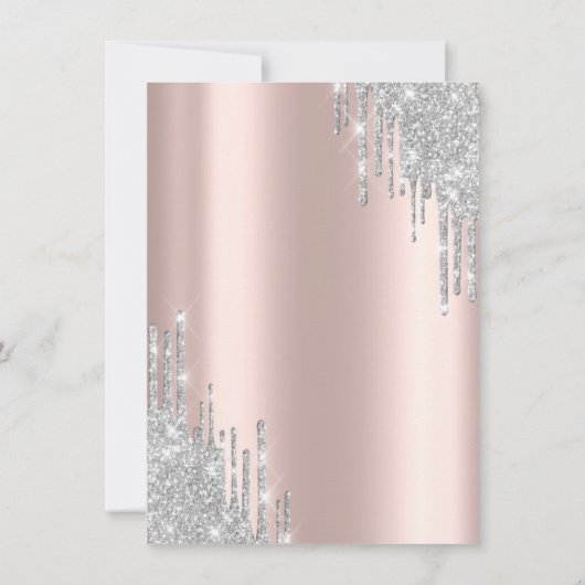 シルバーグリッタードレスドリップバラ金ゴールドキンセアニラ 招待状 (裏面)