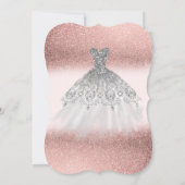 シルバーグリッタードレスバラ金ゴールドブライダルシャワー 招待状 (裏面)