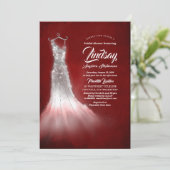 シルバーグリッタードレスブルガンディーレッドブライダルシャワー 招待状 (スタンド正面)