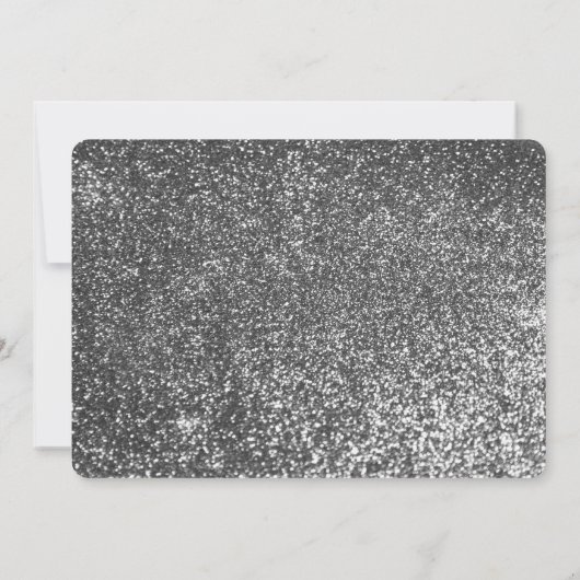 シルバーグリッタードレスホワエレガントイトブライダルシャワー 招待状 (裏面)