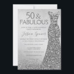 シルバーグリッタードレス50と素晴らしい50th誕生日 招待状<br><div class="desc">シルバーグリッタードレス50&素晴らしい50誕生日と素晴らしい招待状私たちの店の招待とマッチング項目へのバリエーション</div>