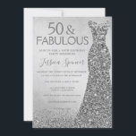 シルバーグリッタードレス50と素晴らしい50th誕生日 招待状<br><div class="desc">シルバーグリッタードレス50&素晴らしい50誕生日と素晴らしい招待状私たちの店の招待とマッチング項目へのバリエーション</div>