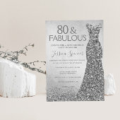 シルバーグリッタードレス80と素晴らしい80th誕生日 招待状