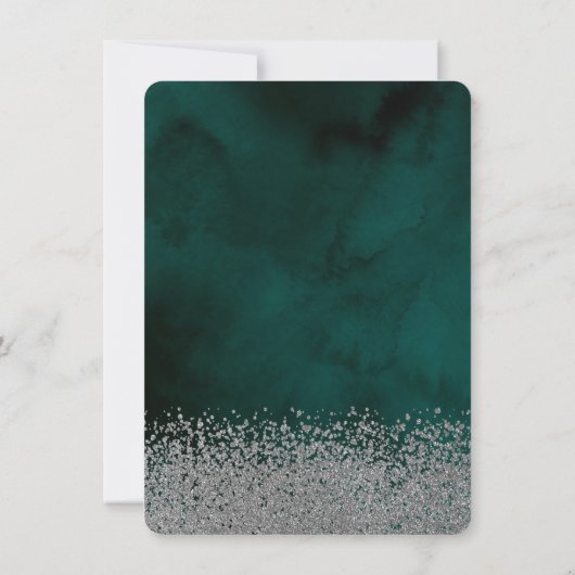 シルバーグリッタードレス、ダイアモンズグリーンスウィート15インチ 招待状 (裏面)