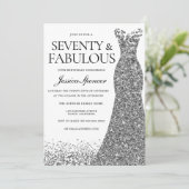 シルバーグリッタードレス 70歳 & ファビュラス 70歳のパーティー 招待状 (スタンド正面)