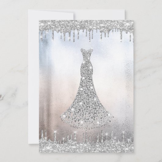 シルバーグリッタードロップ、ダイアモンズドレスキンセアニェラ 招待状 (裏面)