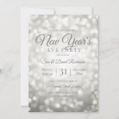シルバーグリッターニューイヤーズイヴパーティーライト 招待状 (正面)