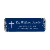 シルバーグリッターネイビーブルー宗教的差出人住所 ラベル (正面)