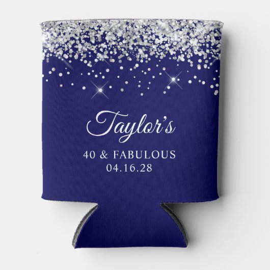 シルバーグリッターネイビーブルー40とファブラス 缶クーラー (正面)