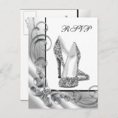 シルバーグリッターハイヒールシューズRSVP インビテーションポストカード (正面/裏面)