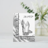 シルバーグリッターハイヒールシューズRSVP インビテーションポストカード (スタンド正面)