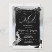 シルバーグリッターハイヒール50thバースデーパーティー 招待状 (正面)