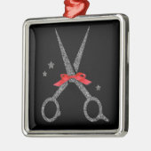 シルバーグリッターハサミ – Hair Dresser stylist Me メタルオーナメント (左)