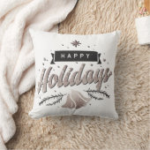 シルバーグリッターハッピーホリデーズベルズクリスマス クッション (ブランケット)