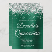 シルバーグリッターハンターグリーンフォイルキンセアニラ 招待状 (正面/裏面)