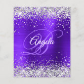 シルバーグリッターバイオレットインディゴ40th誕生日招待状 チラシ (裏面)