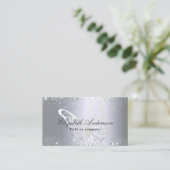 シルバーグリッターバタフライqrコード写真 名刺 (スタンド正面)