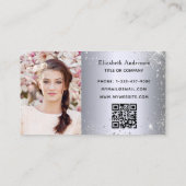 シルバーグリッターバタフライqrコード写真 名刺 (裏面)