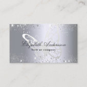 シルバーグリッターバタフライqrコード写真 名刺 (正面)