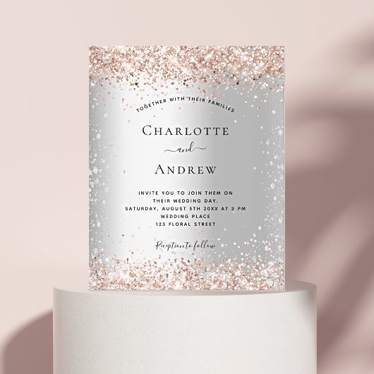 シルバーグリッターバラ結婚金ゴールドの予算案 チラシ