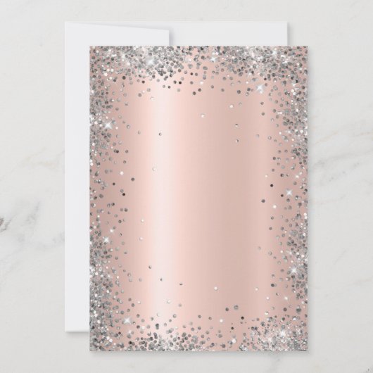 シルバーグリッターバラ金ゴールドスウィート16誕生日 招待状 (裏面)