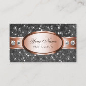 シルバーグリッターバラ金ゴールドスパークルダイヤモンドきらびやかな 名刺 (正面)