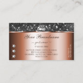 シルバーグリッターバラ金ゴールドスパークルダイヤモンドとロゴ 名刺 (裏面)