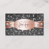 シルバーグリッターバラ金ゴールドスパークルダイヤモンドイニシャル 名刺 (正面)