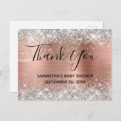 シルバーグリッターバラ金ゴールドベビーシャワーありがとう ポストカード (正面/裏面)