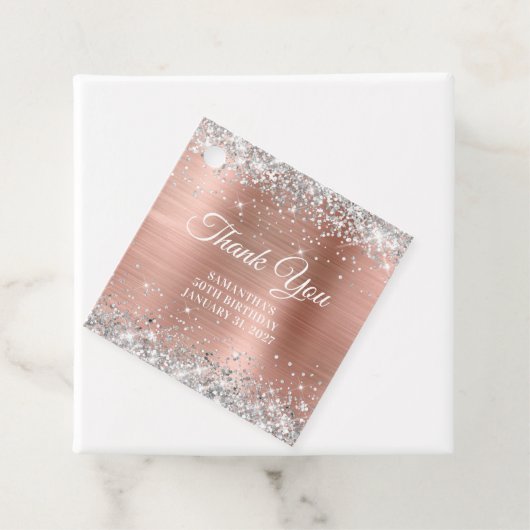 シルバーグリッターバラ金ゴールド50th誕生日ありがとう フェイバータグ (インサイチュ)