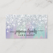 シルバーグリッターパステルパープルティール（緑がかった色）グラディエントエレガント 名刺 (正面)