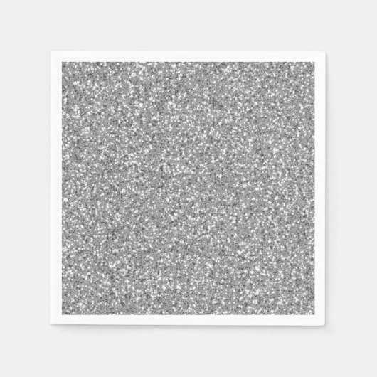 シルバーグリッターパターンの外観 スタンダードカクテルナプキン (正面)