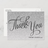 シルバーグリッターパーソナライズされたサンキュー ポストカード (正面/裏面)