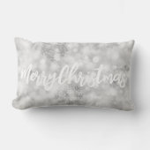 シルバーグリッターパーソナライズされたスノー腰枕 ランバークッション (正面)